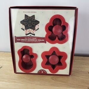 Williams Sonoma Ice Cream Sandwich Molds Set Gingerbread Man Snowman‎ Snowflake